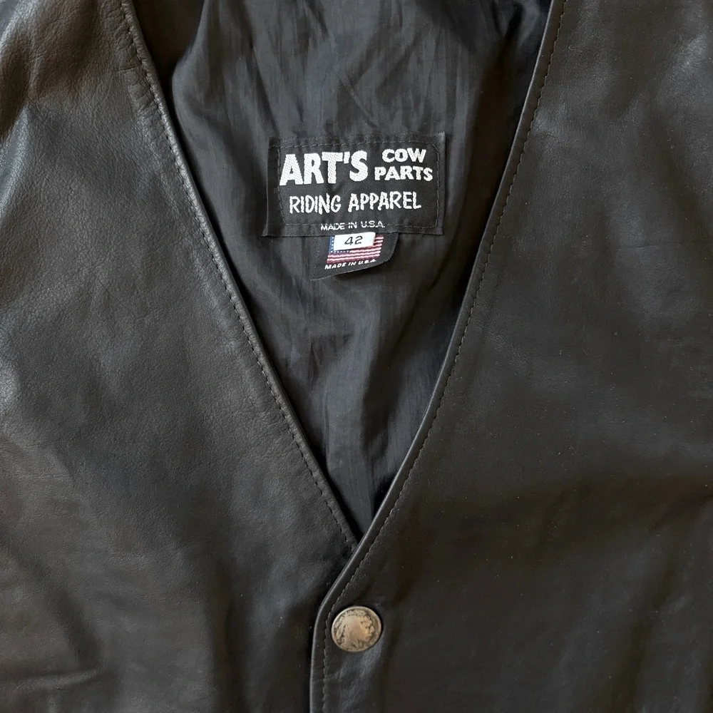 Vintage Art’s Riding Apparel Black Leather Vest for Men